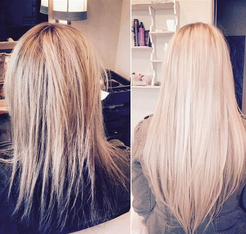 Extensiones de Cabello Antes y Despues Machado's Hair Dimension